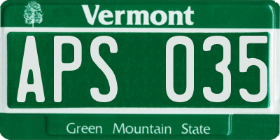 VT license plate APS035