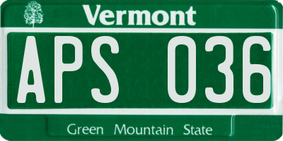 VT license plate APS036