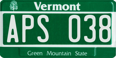 VT license plate APS038