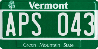 VT license plate APS043