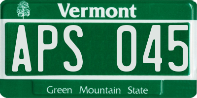 VT license plate APS045
