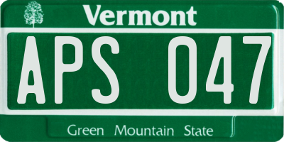 VT license plate APS047