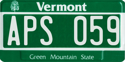 VT license plate APS059