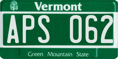 VT license plate APS062