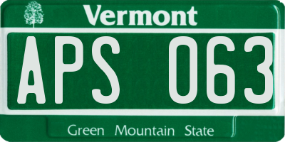 VT license plate APS063