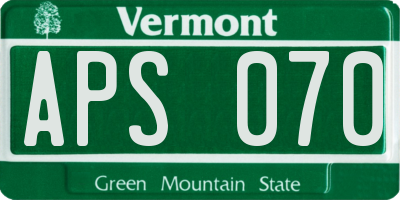 VT license plate APS070