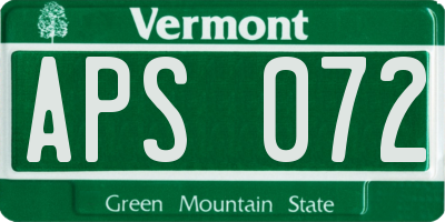 VT license plate APS072