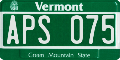 VT license plate APS075