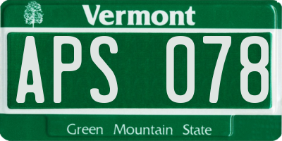 VT license plate APS078