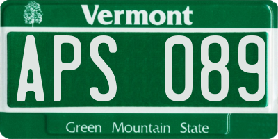VT license plate APS089