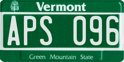 VT license plate APS096
