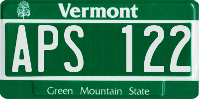 VT license plate APS122