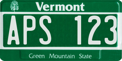 VT license plate APS123