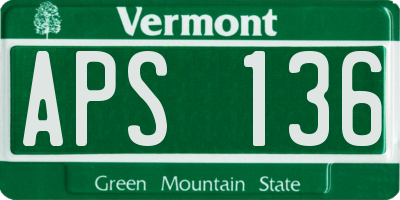 VT license plate APS136