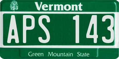 VT license plate APS143
