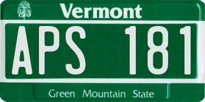 VT license plate APS181