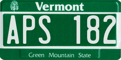 VT license plate APS182