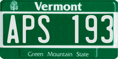 VT license plate APS193