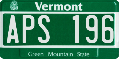 VT license plate APS196