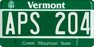 VT license plate APS204