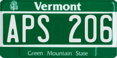 VT license plate APS206