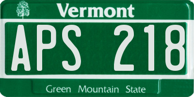 VT license plate APS218