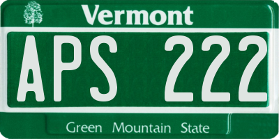 VT license plate APS222