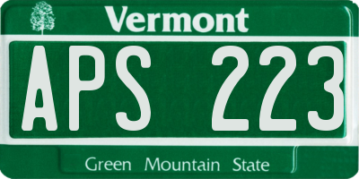 VT license plate APS223