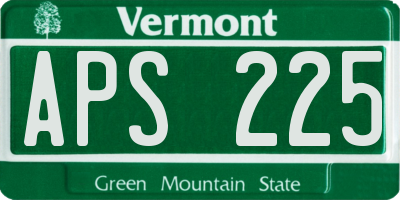 VT license plate APS225