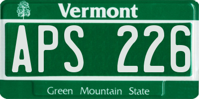 VT license plate APS226