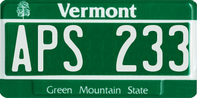 VT license plate APS233