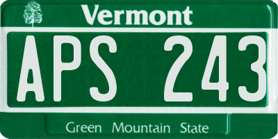 VT license plate APS243