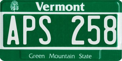 VT license plate APS258