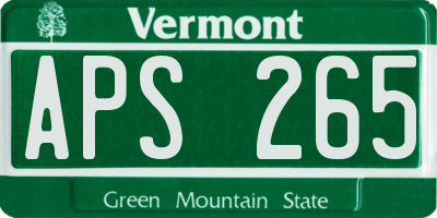 VT license plate APS265
