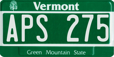 VT license plate APS275