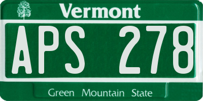 VT license plate APS278
