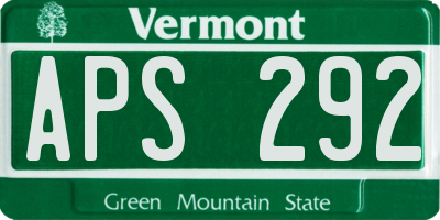VT license plate APS292