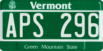 VT license plate APS296