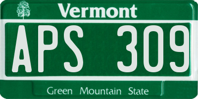 VT license plate APS309