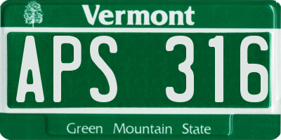 VT license plate APS316