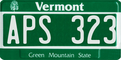 VT license plate APS323
