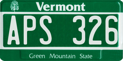 VT license plate APS326