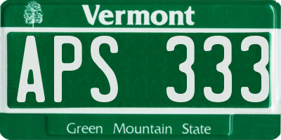 VT license plate APS333