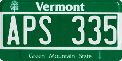 VT license plate APS335