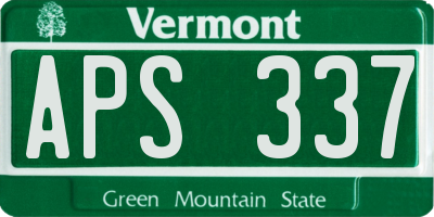 VT license plate APS337