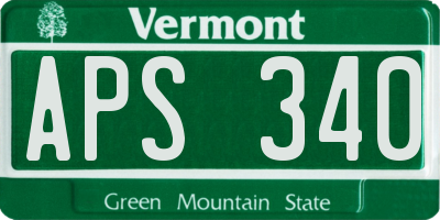 VT license plate APS340