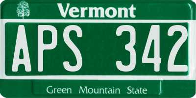 VT license plate APS342