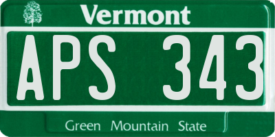 VT license plate APS343