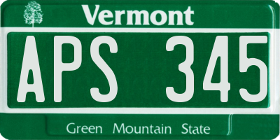 VT license plate APS345