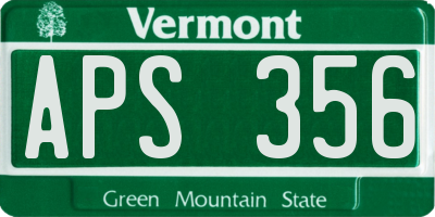 VT license plate APS356